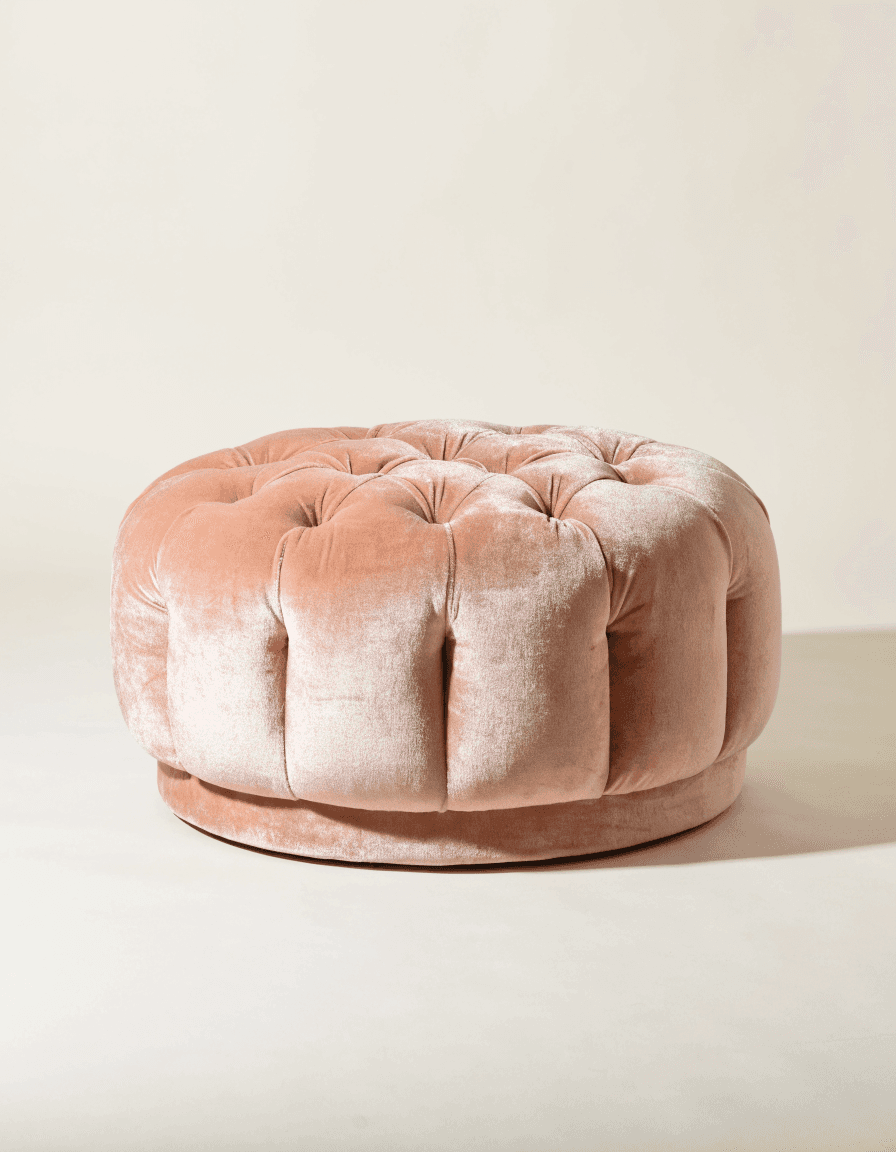 Round Velvet Ottoman